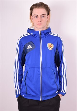 ADIDAS MENS VINTAGE TRACKSUIT TOP JACKET MEDIUM BLUE 90S