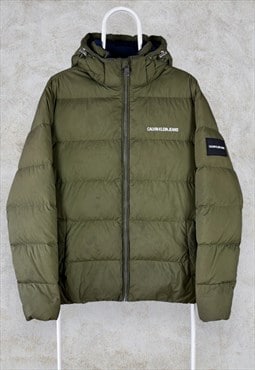 Calvin Klein Jeans Puffer Jacket Green Duck Down  Medium