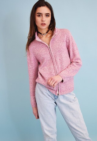 90'S RETRO GRUNGE PINK KNIT JAZZY TEEN CARDIGAN TOP