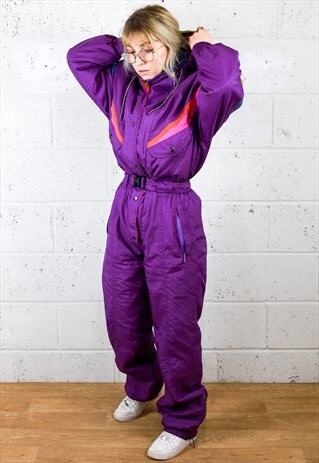 PURPLE 80S SKI SUIT