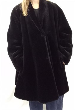 90's Vintage Richards Faux Coat Black 
