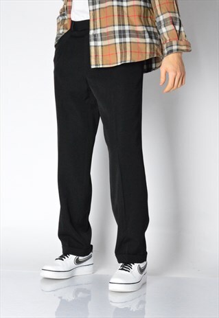 VINTAGE 90S BLACK MINIMALIST WOOL BLEND PANTS