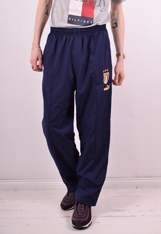PUMA MENS VINTAGE TRACKSUIT TROUSERS W32 L32 BLUE 90S