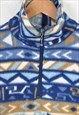 VINTAGE FLEECE 1/4 ZIP AZTEC PATTERN BLUE SMALL
