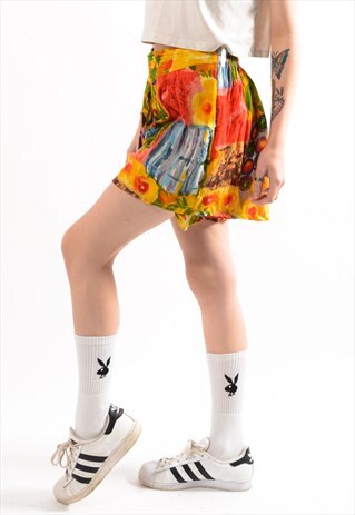 VINTAGE PATTERNED FESTIVAL SHORTS.