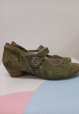 Remonte Dorndorf Mary Jane Shoes Green Leather