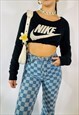 VINTAGE NIKE REWORK CROP BLACK SWEATSHIRT