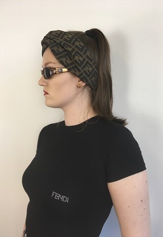 WOMENS VINTAGE FENDI TSHIRT IN BLACK WITH DIAMANTE WRITING