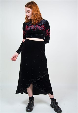 VINTAGE 90'S VELVET MIDI SKIRT