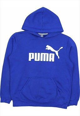 Puma 90's Spellout Pullover Hoodie Large Blue