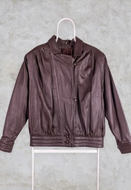 Vintage Brown Leather Jacket Genuine Large
