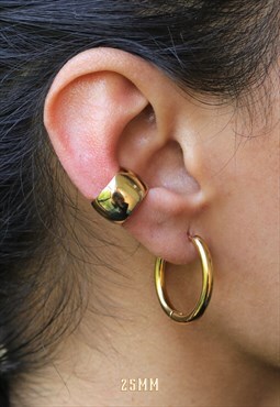 18K Gold Plated Minimal Hinged Hoop Earrings - 25mm