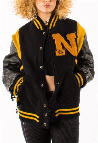 VINTAGE 90S BLACK VARSITY JACKET