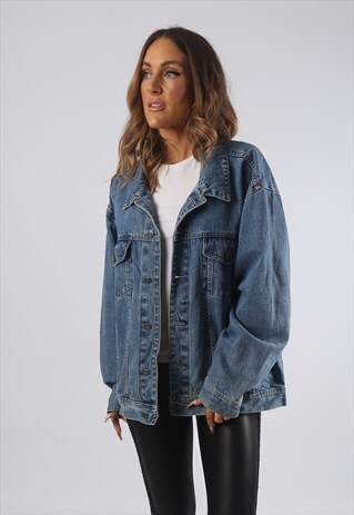 VINTAGE DENIM JACKET OVERSIZED FITTED UK 18 XXL (JRBB)
