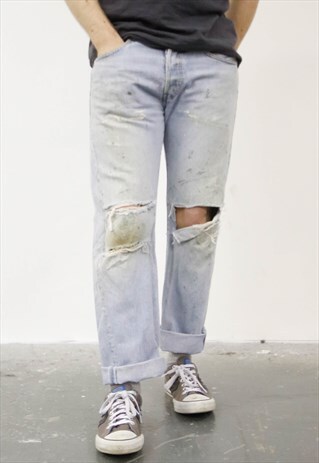 VINTAGE BLUE LEVI'S 501 PAINT JEANS