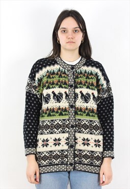 Norwegian Wool Cardigan Sweater Jumper Jacket Christmas Top