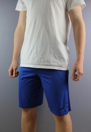 VINTAGE NIKE SHORTS IN BLUE WITH POCKETS, EMBROIDERED LOGO A