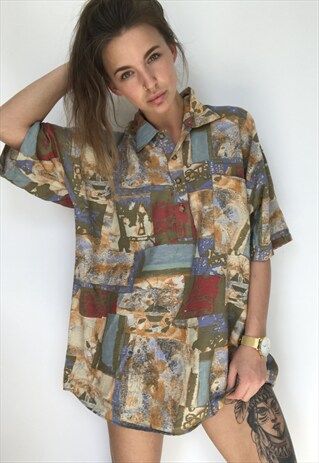 PATTERNED OVERSIZED RETRO VINTAGE UNISEX FESTIVAL SHIRT