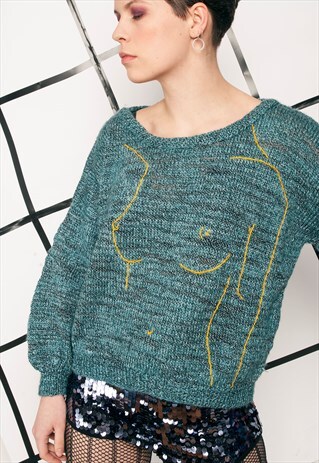 REWORKED BODY POSITIVE KNIT JUMPER W NUDE EMBROIDERY