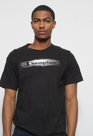 VINTAGE CHAMPION LOGO T-SHIRT BLACK