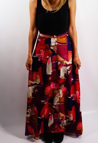 VINTAGE 1970'S AMAZING PRINT MAXI SKIRT