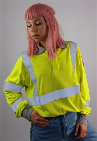 VINTAGE 90'S UNISEX WORKER JUMPER REFLECTIVE TAPE FLUORO