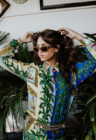 VINTAGE VERSACE BAROQUE PALMS PRINTED SHIRT