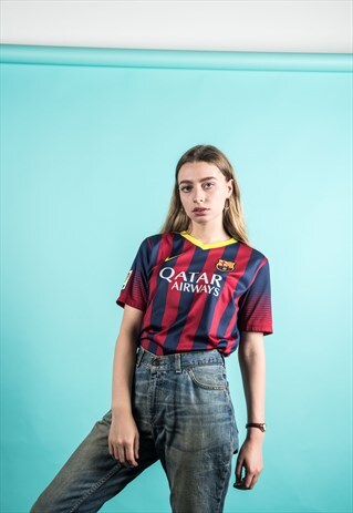 NIKE VINTAGE 1990S RED AND BLUE FOOTBALL SHIRT