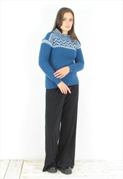 M Norwegian Wool Pullover Sweater Jumper Knit Top Winter