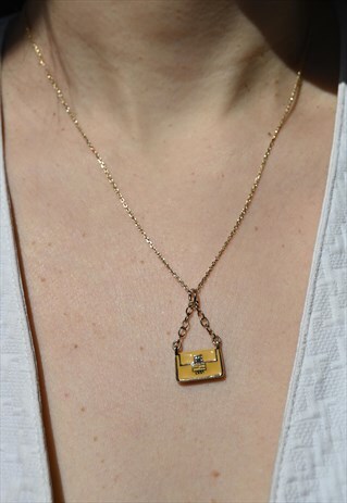 VINTAGE FENDI YELLOW BAGUETTE BAG CHARM NECKLACE