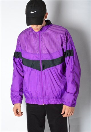 VINTAGE 90S PURPLE STRIPED SHELL TRACK JACKET