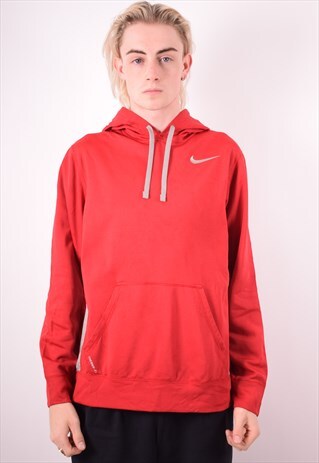 NIKE MENS VINTAGE HOODIE JUMPER SMALL RED 90S