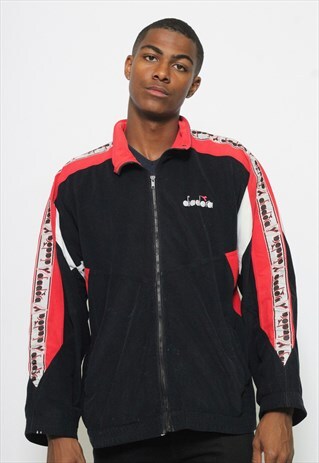 VINTAGE DIADORA VELOUR TAPE LOGO JACKET