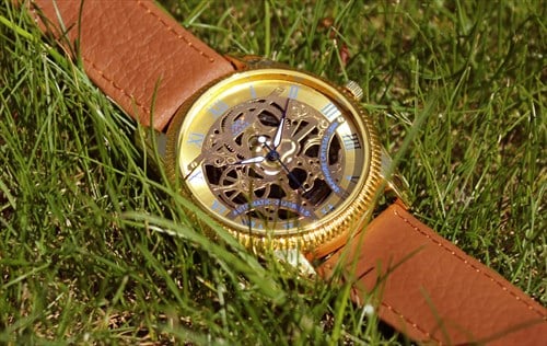 Skeleton-Style Gold Watch