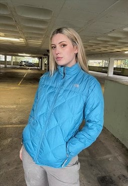 Vintage Rare 90s North Face Down Feather Puffer Blue Coat