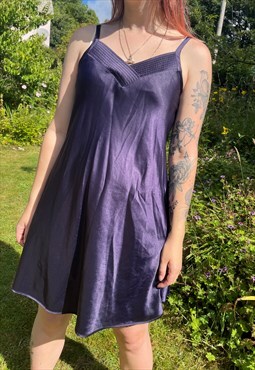 Vintage 00s Y2K Satin Purple Mini Summer Slip Dress