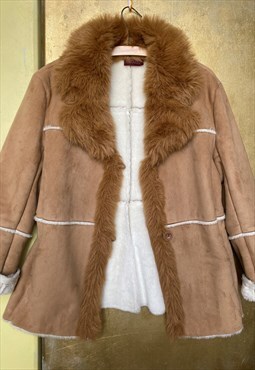 Y2K Brown Tan Afghan Penny Lane Coat Jacket Winter Fur