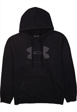 Vintage 90's Under Armour Hoodie Spellout Pullover Black