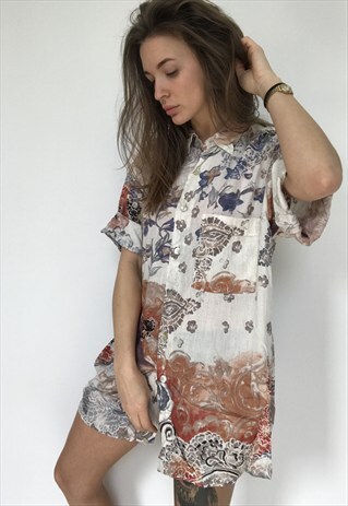 PATTERNED OVERSIZED RETRO VINTAGE UNISEX FESTIVAL SHIRT
