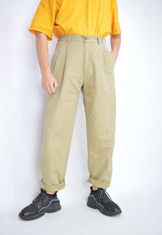 Vintage beige classic 80's cotton trousers 