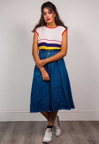 VINTAGE 90'S BLUE DENIM MIDI SKIRT