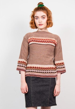 VINTAGE 70'S RETRO PATTERN KNIT TOP