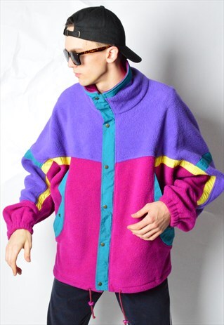 VINTAGE 90S COLOUR BLOCK FLEECE JACKET