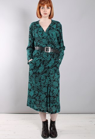 VINTAGE 80S CHIFFON PATTERNED WRAP DRESS