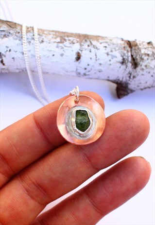 RAW GEMSTONE NECKLACE IN STERLING SILVER AND COPPER