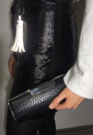 VINTAGE 80 UNIQUE BEAUTIFUL BLACK CLASSIC CLUTCH