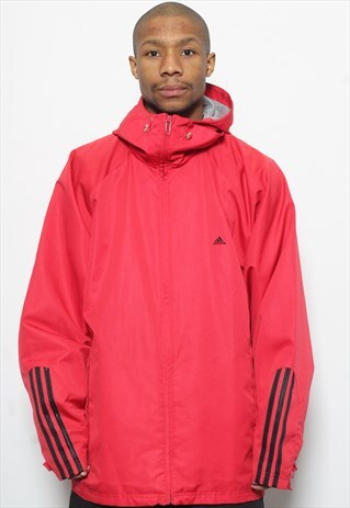 VINTAGE ADIDAS TRACK WATERPROOF JACKET RED