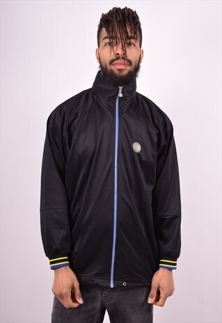 CHAMPION MENS VINTAGE TRACKSUIT TOP JACKET LARGE BLACK 90'S