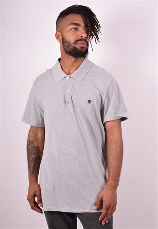 TIMBERLAND MENS VINTAGE POLO SHIRT XXL GREY 90S