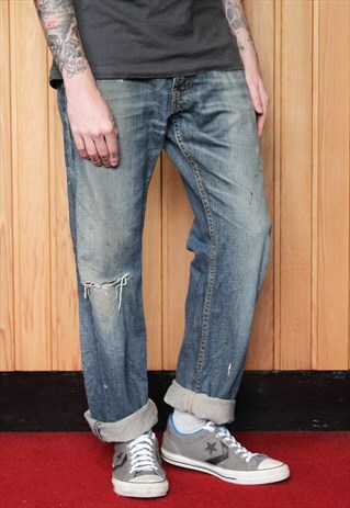VINTAGE BLUE LEVI'S 505 PAINT JEANS